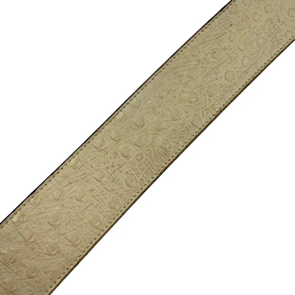 Tony Lama Ostrich Embossed Leather Belt Off White Ivory Western Made in USA 38